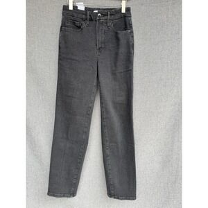 Good American Sz 0/25‎ GOOD LEGS STRAIGHT JEANS GS419TFT BLACK184 Inseam 27.5"